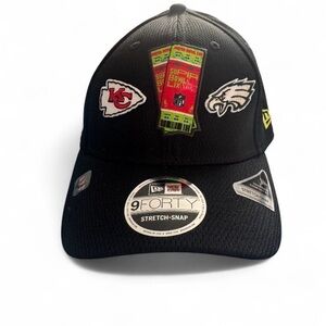 NWT Super Bowl LIX NFL Chiefs vs Eagles New Era 9FORTY Stretch-Snap Hat $51 MSRP